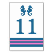Blue Pink Nautic Seepferd Table Card Tischnummer (Rückseite)