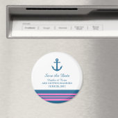 Blue Pink Nautical Anchor Speichern Sie das Datums Magnet (In Situ (Geschirrspüler))