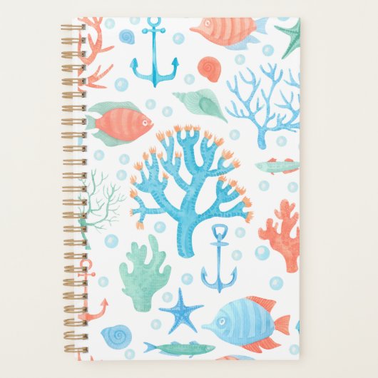 Blue Pink Nautical Themed Planer (Vorderseite)