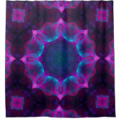 Blue & Pink Neon Dark Kaleidoscope Gradient Duschvorhang (Vorderseite)