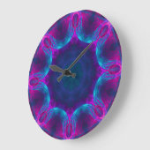 Blue & Pink Neon Dark Kaleidoskop Anzahl Große Wanduhr (Winkel)