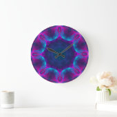 Blue & Pink Neon Dark Kaleidoskop Anzahl Große Wanduhr (Zuhause)