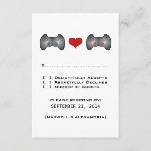 Blue Pink Niedlich Gamer Response Card RSVP Karte