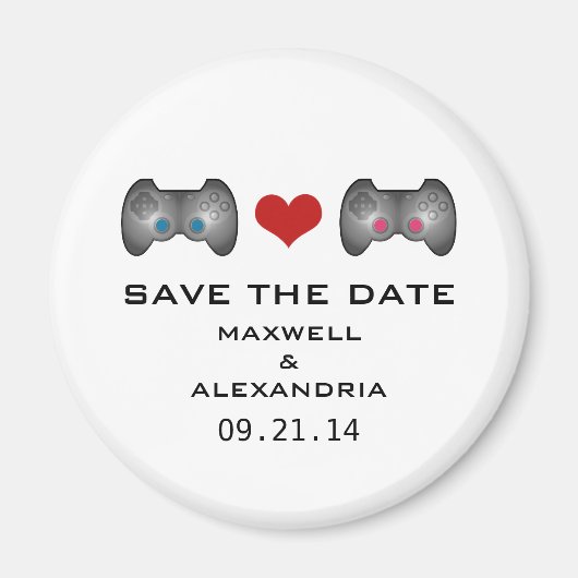 Blue Pink Niedlich Gamer Save the Date Magnet (Vorne)