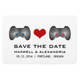 Blue Pink Niedlich Gamer Save the Date Magnet