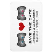 Blue Pink Niedlich Gamer Save the Date Magnet (Vertikal)