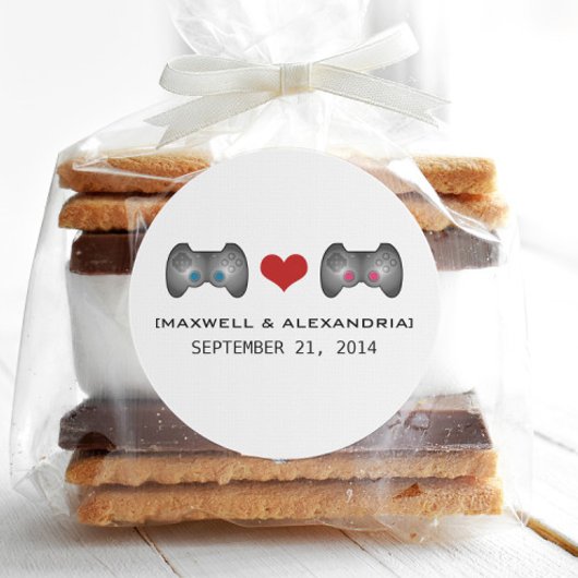 Blue Pink Niedlich Gamer Wedding Stickers