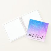 Blue Pink Ombre Floral Girly Name Sketchbook Notizblock (Innenseite)