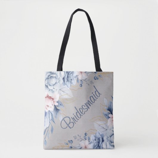 Blue & Pink on Gray Wedding Elegance Tasche (Vorderseite)