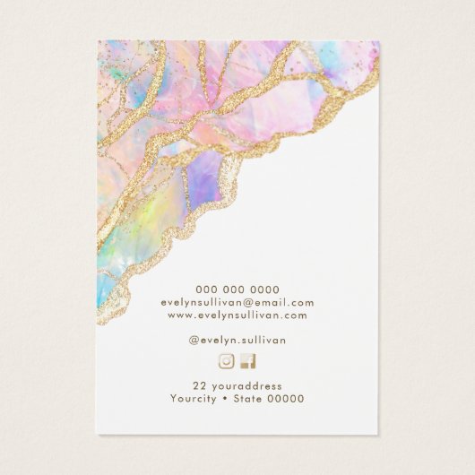 Blue Pink Opal Halskette Display Karte (Rückseite)