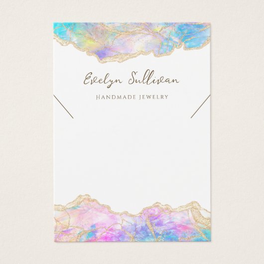 Blue Pink Opal Halskette Display Karte (Vorderseite)