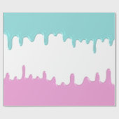 Blue Pink Paint Tropfens Gender Reveal Party Geschenkpapier (Flach)