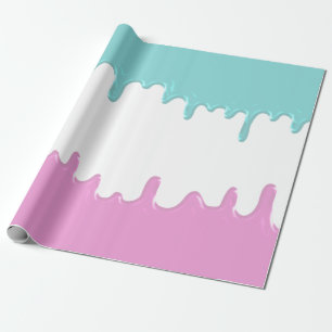 Blue Pink Paint Tropfens Gender Reveal Party Geschenkpapier