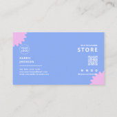 Blue Pink Pastel Florist Scannable Qrcode Visitenkarte (Rückseite)