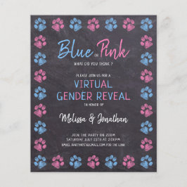 Blue Pink Paw Prints Virtual Gender Reveve