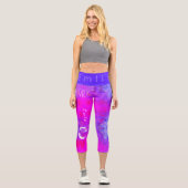Blue Pink personalisierter Name 5 Buchstaben Capri Leggings (Vorderseite)