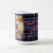 Blue Pink Plaid 1-Photo Custom Holiday Gift Script Kaffeetasse (Mittel)