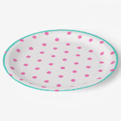 Blue Pink Polka Dots Pappteller (Schrägansicht)