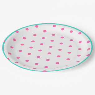 Blue Pink Polka Dots Pappteller