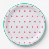 Blue Pink Polka Dots Pappteller (Vorderseite)