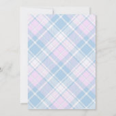 Blue Pink Preppy Gingham Pumpkin Gender Reveal Einladung (Rückseite)