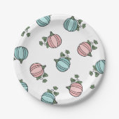 Blue & Pink Pumpkins Gender Reveal Party Pappteller (Vorderseite)