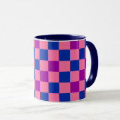 Blue Pink Purple Checkered Pattern Design  Tasse (VorderseiteRechts)