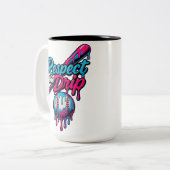 Blue Pink Respect The Drip Baseball Zweifarbige Tasse (Vorderseite Links)