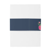 Blue Pink Roses Blume Bouquet Floral Wedding Einladungsbanderole (Rückseitenbeispiel)