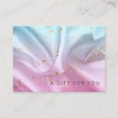 Blue Pink Satin Gold Geschenkgutschein Visitenkarte (Vorderseite)