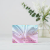 Blue Pink Satin Gold Geschenkgutschein Visitenkarte (Stehend Vorderseite)
