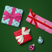 Blue Pink Scallop Tile Holly Branly Weihnachten Geschenkpapier Set