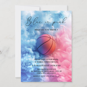 Blue Pink Smoke Basketball Sport Gender Reveal Einladung
