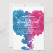 Blue Pink Smoke Heart Baby Gender Reveal Einladung (Vorderseite)