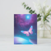 Blue & Pink Space Butterfly Postkarte (Stehend Vorderseite)