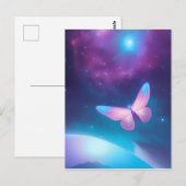 Blue & Pink Space Butterfly Postkarte (Vorne/Hinten)
