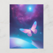 Blue & Pink Space Butterfly Postkarte (Vorderseite)