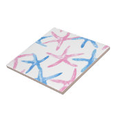 Blue Pink Starfish Modernes Küstenmuster Fliese (Seite)