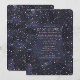 Blue & Pink Starry Night Sky Celestial Baby Dusche Einladung