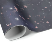 Blue & Pink Starry Night Sky Celestial Baby Dusche Geschenkpapier (Rolleneckpunkt)