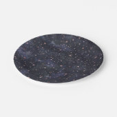 Blue & Pink Starry Night Sky Celestial Baby Dusche Pappteller (Schrägansicht)