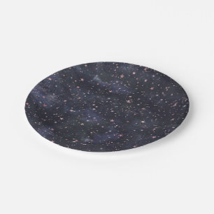 Blue & Pink Starry Night Sky Celestial Baby Dusche Pappteller