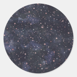 Blue & Pink Starry Night Sky Celestial Baby Dusche Runder Aufkleber