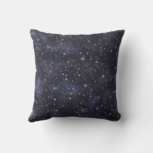 Blue & Pink Starry Night Sky Celestical Whimsical Kissen (Rückseite)