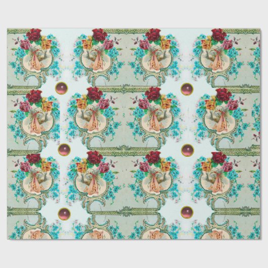 BLUE PINK STORK GIRL BABY DUSCHE UND ROSE GESCHENKPAPIER (Flach)