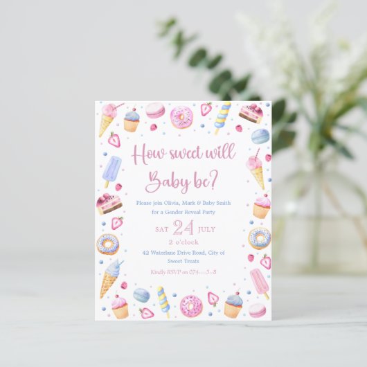 Blue Pink Sweet Leckereien Baby Gender Reveal (Stehend Vorderseite)