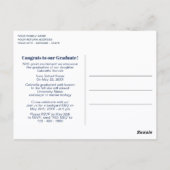 Blue Pink Tartan Karierter Abschluss Ankündigung Postkarte (Rückseite)