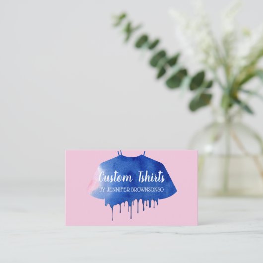 Blue Pink Tropfen Shirt Bekleidung Apparels Visitenkarte (Stehend Vorderseite)