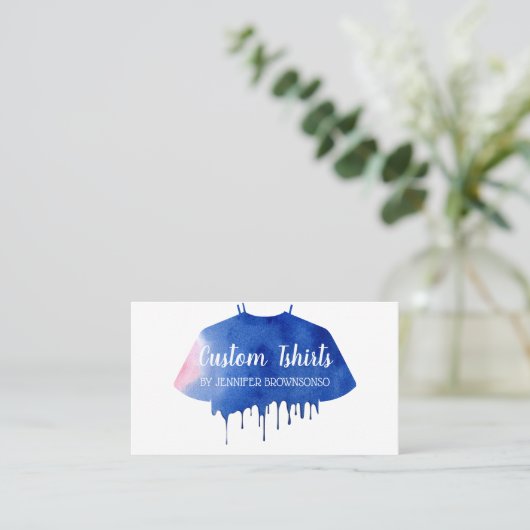 Blue Pink Tropfen Shirt Bekleidung Visitenkarte (Stehend Vorderseite)