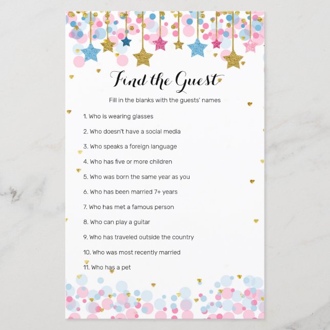 Blue Pink Twinkle Twinkle Finden Sie den Ratschlag (Vorderseite)